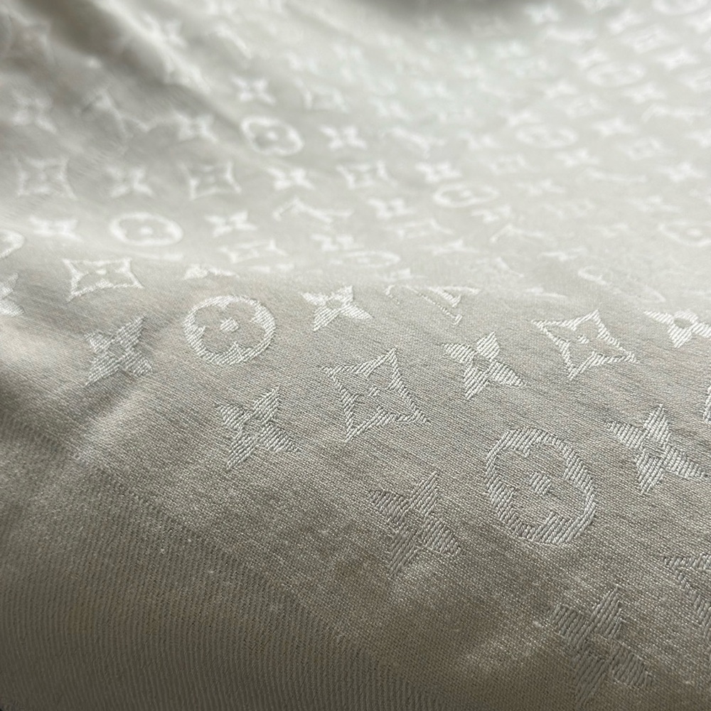 Louis Vuitton Ivory Monogram Fringe Scarf